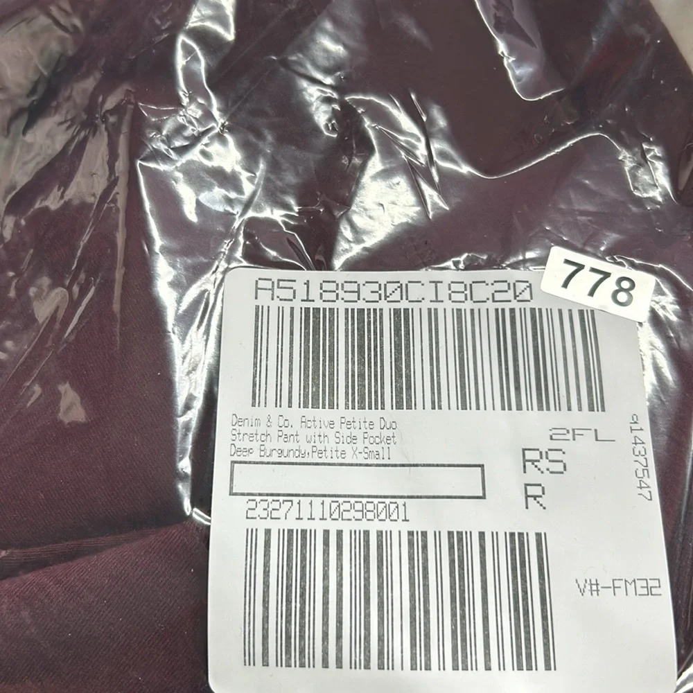 Denim & Co. Deep Burgundy Active Petite Duo Stretch Pant Size Petite X-Small